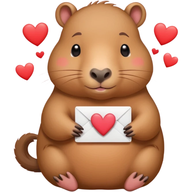Un capybara kawail avec des coeur avec des lettre <<A>> dedans  emoji