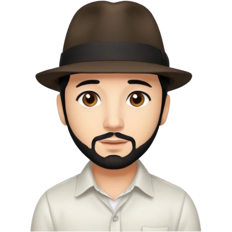 AJ McLean brown eyes, black hair, white shirt and fedora hat emoji