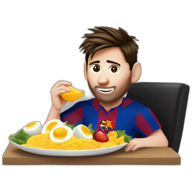 Messi FC Barcelona eating eggs emoji