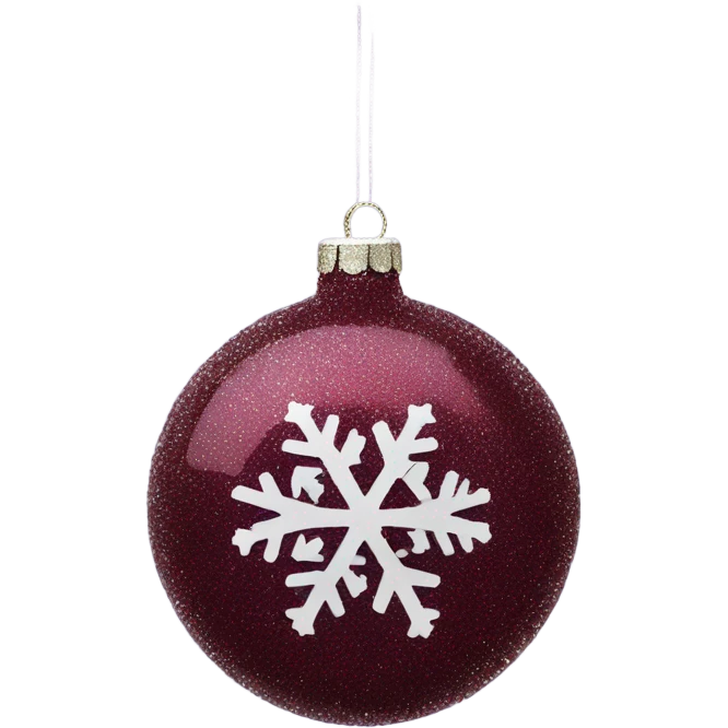 Burgundy Christmas ornament glitter with snowflake  emoji