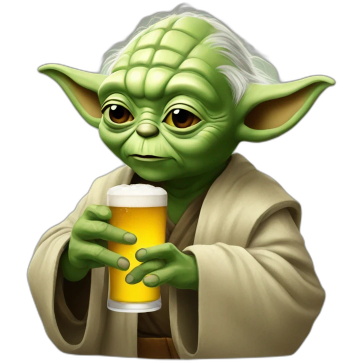 Yoda drinking a beer emoji