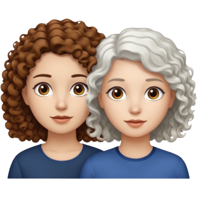 Crie um emoji meu e da minha mãe eu tenho cabelos cacheados e ela tem o cabelo liso curto e branco, nos duas somos cores branca emoji