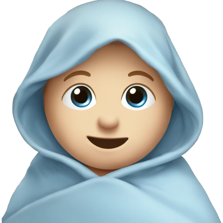 Swaddle Infant blue eyes Boy, Wooden Crib emoji