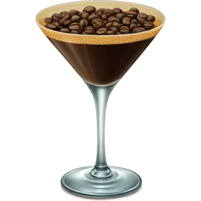 Cute espresso martini in vintage glass with coffee beans on top emoji