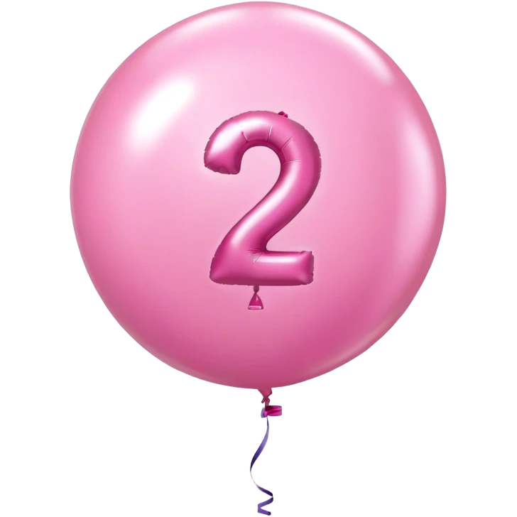 Pink birthday balloon with a 2 on it emoji