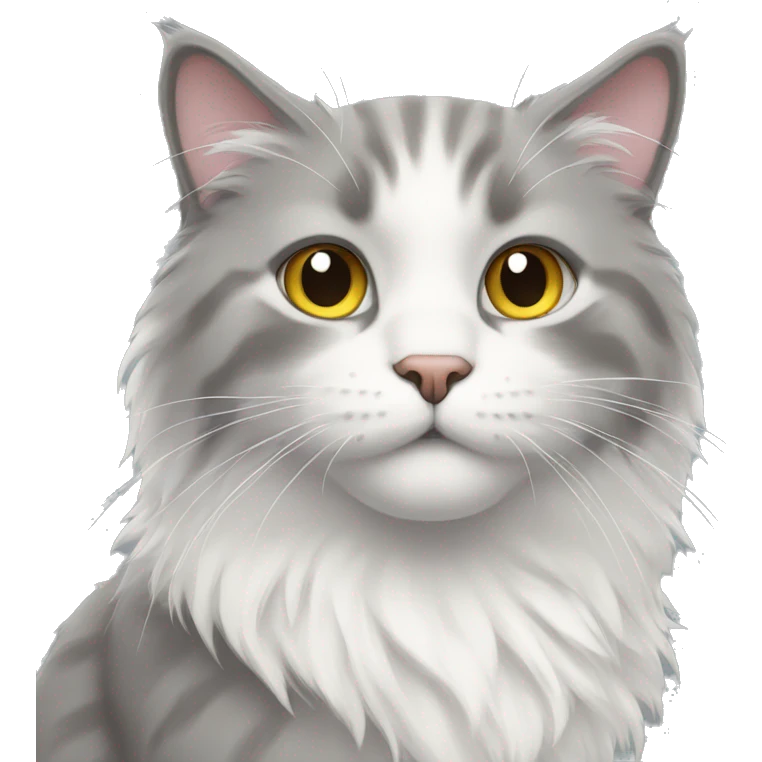 Grey and white fluffy cat emoji