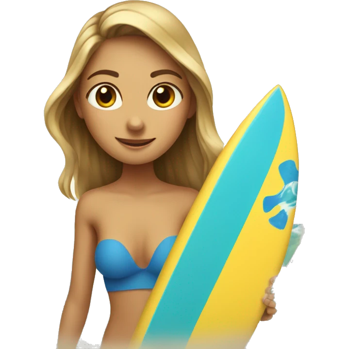Chat sur un surf un girl emoji