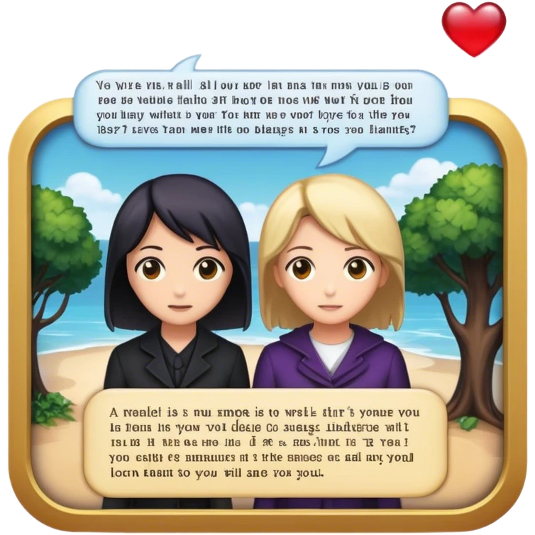 An icon representing a visual novel game, with a detailed background featuring a romantic or mysterious setting. Characters are in conversation, with dialogue boxes visible. The design captures the immersive storytelling and emotional depth of visual novels, set against a transparent background. emoji