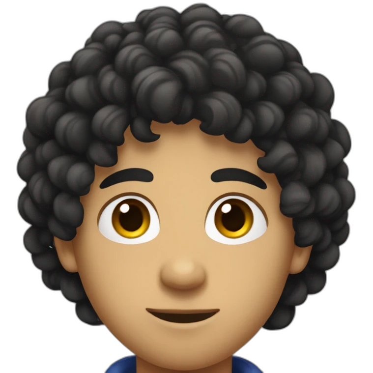 Métis man teenager with black curly hair emoji