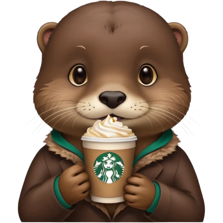 Otter drinking starbucks coffee emoji