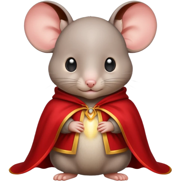 baby grey mouse, in magic red cloak emoji