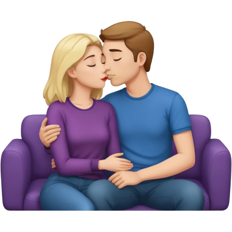 Man and woman kissing on couch emoji