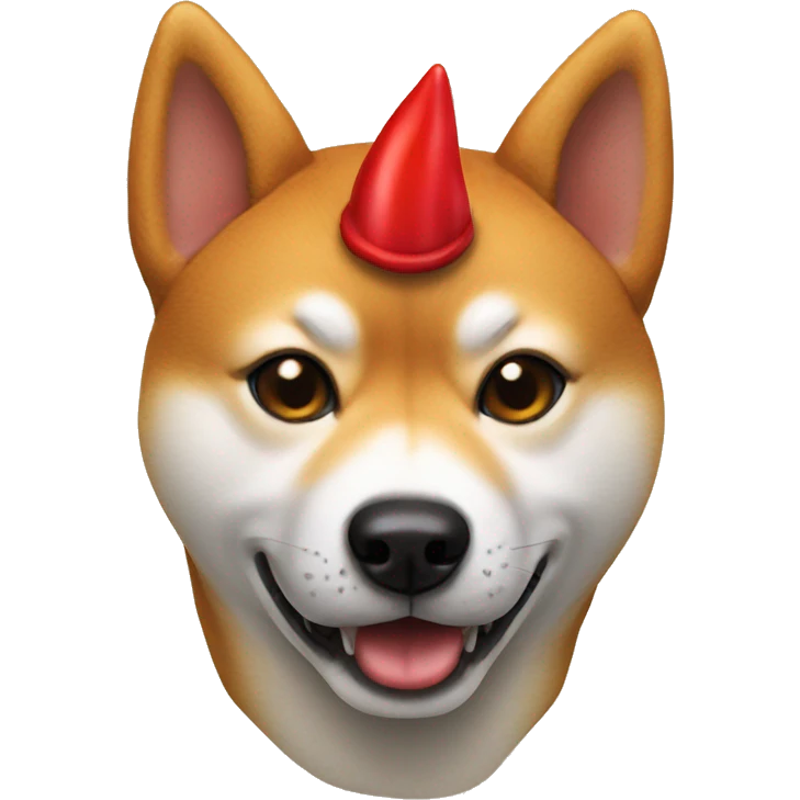 shiba inu wearing red devil horns emoji