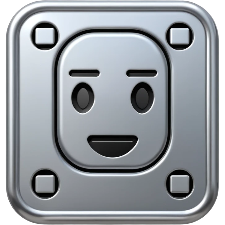 A futuristic microchip emoji made of polished silver chrome, minimal circuit details, smooth metallic surface, soft lighting, iOS emoji style, centered, clean white background emoji