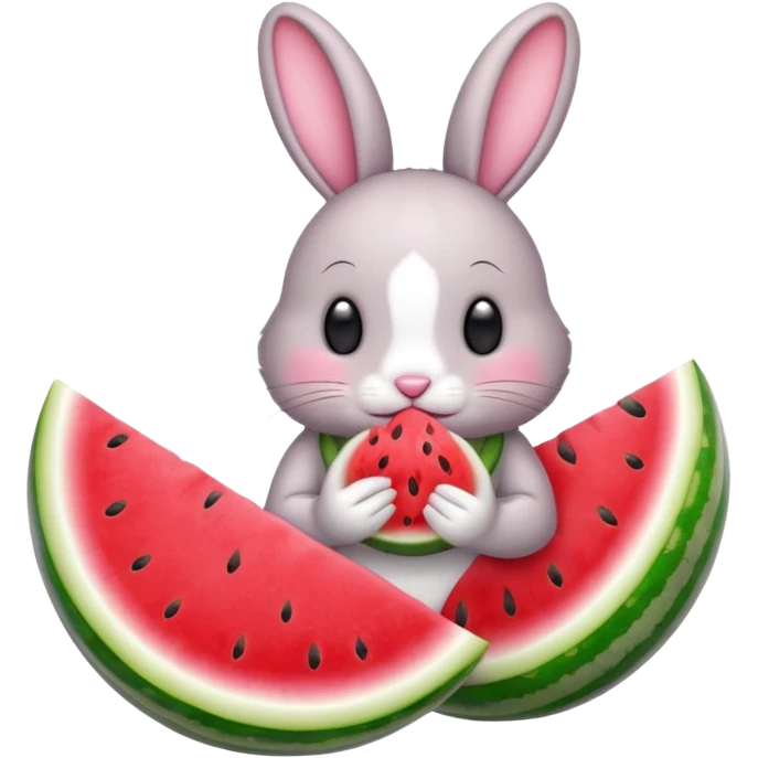 Bunny eating watermelon  emoji