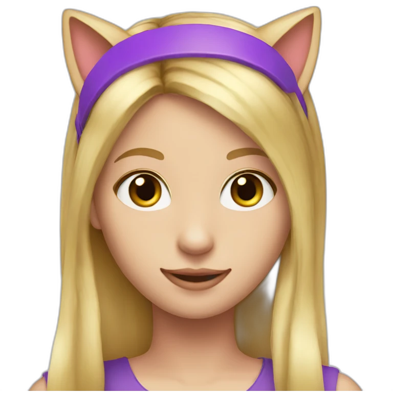 Long blond hair girl with purple cat ear Alice band emoji