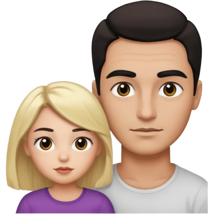 مرد و زنی چشم و ابرو و موی مشکی که عاشق هم هستن و یک بچه دارند  emoji
