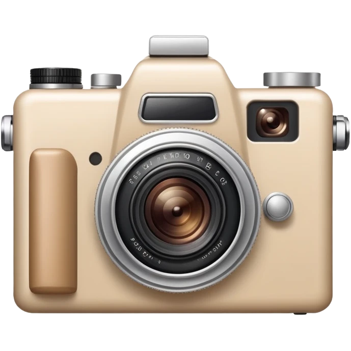 Beige camera with a photo next to the frame emoji