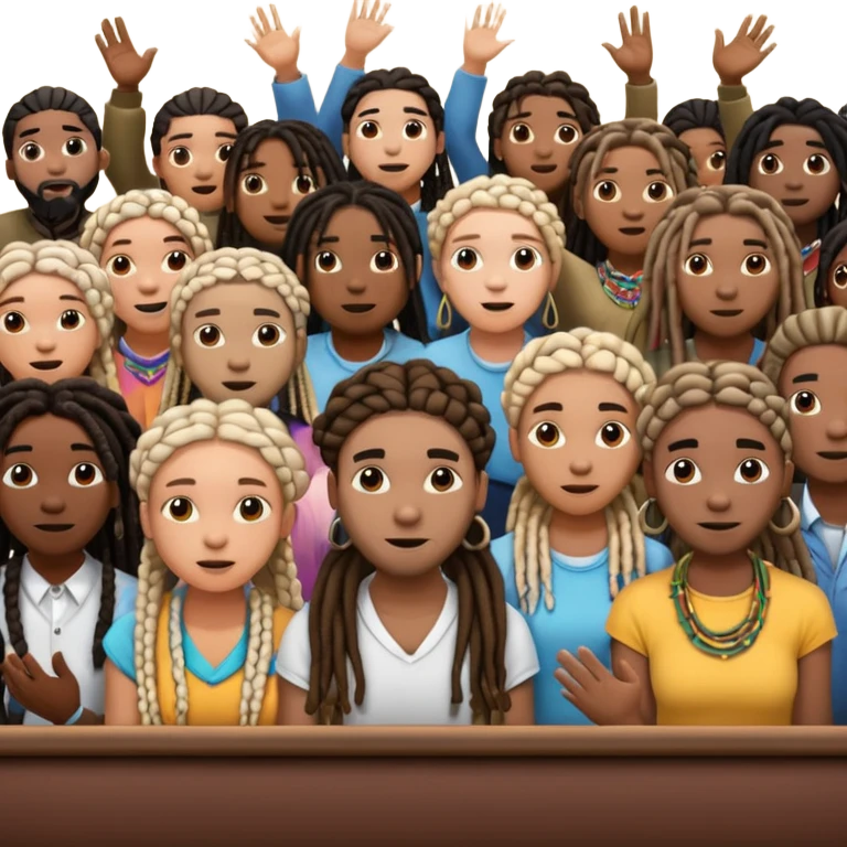 Crowd of fans consisting of African American men with dreadlocks and African American women with braids all in crowd enjoying concert emoji
