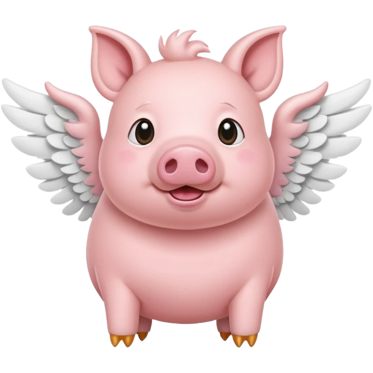 Pigs fly with white wings emoji