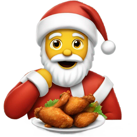 Santa eating chicken wings emoji
