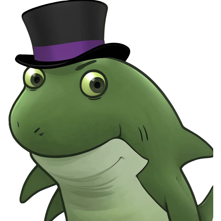 Shark with a top hat emoji