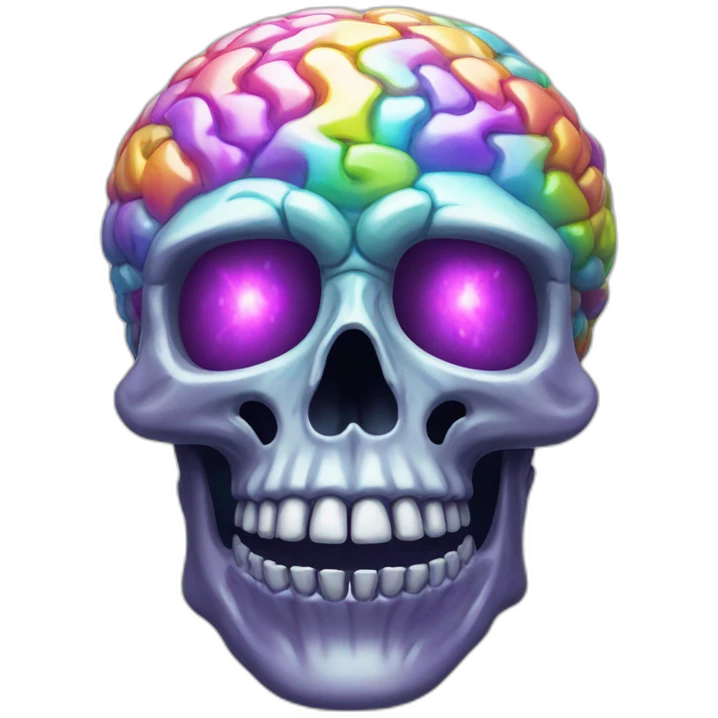 ultra prismatic brain skull emoji