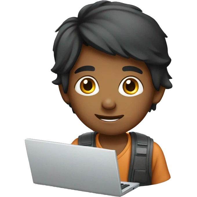 Indian boy with computer  emoji