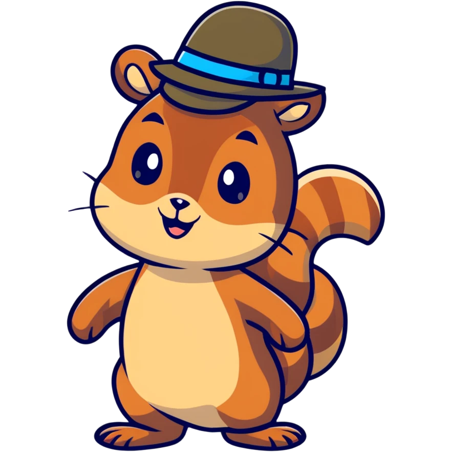 cartoon squirrel with a hat emoji
