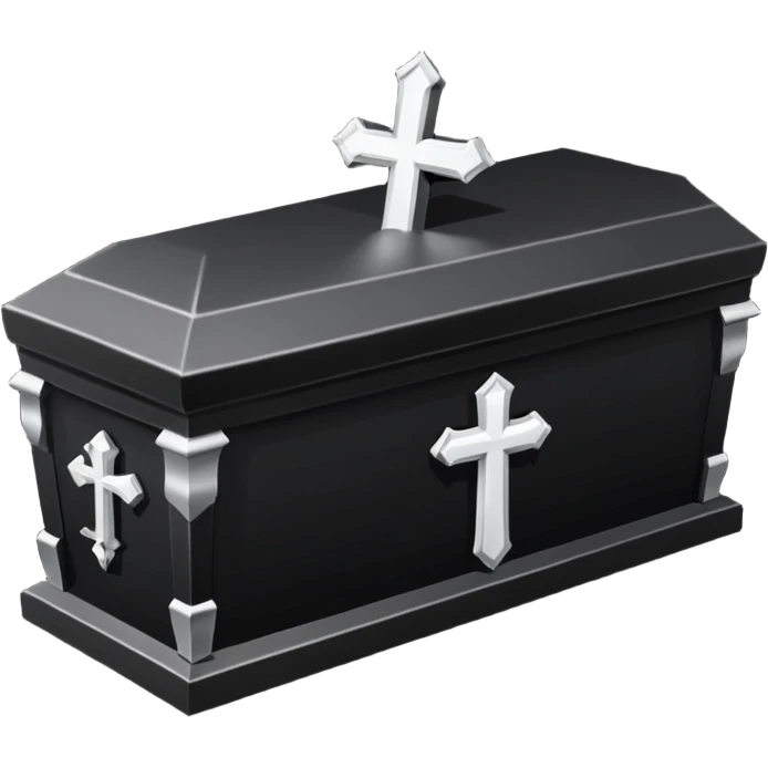 Gothic Victorian black coffin with a tiny white cross on it  emoji