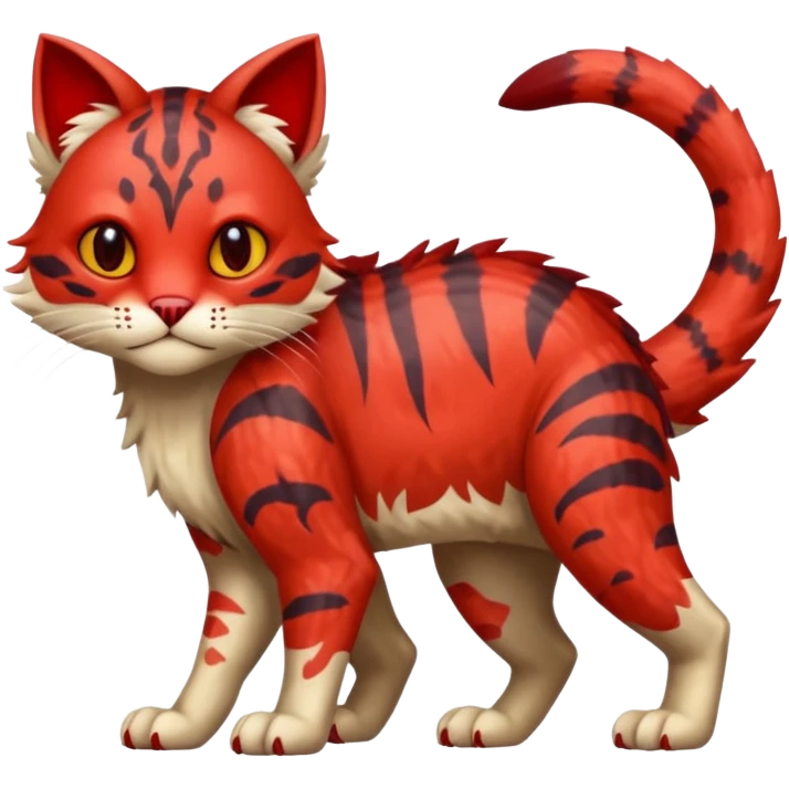 with red markings, scaley scaly batty feline-like quadrupedal digitigrade furry feral Bastet-Noibat-Gatomon-Garchomp-Digimon-Fakémon-Pokémon-creature (full body) emoji