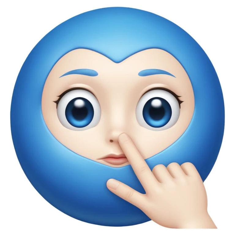 Blue ball emoji showing shut up finger on lips in attitude manners  emoji