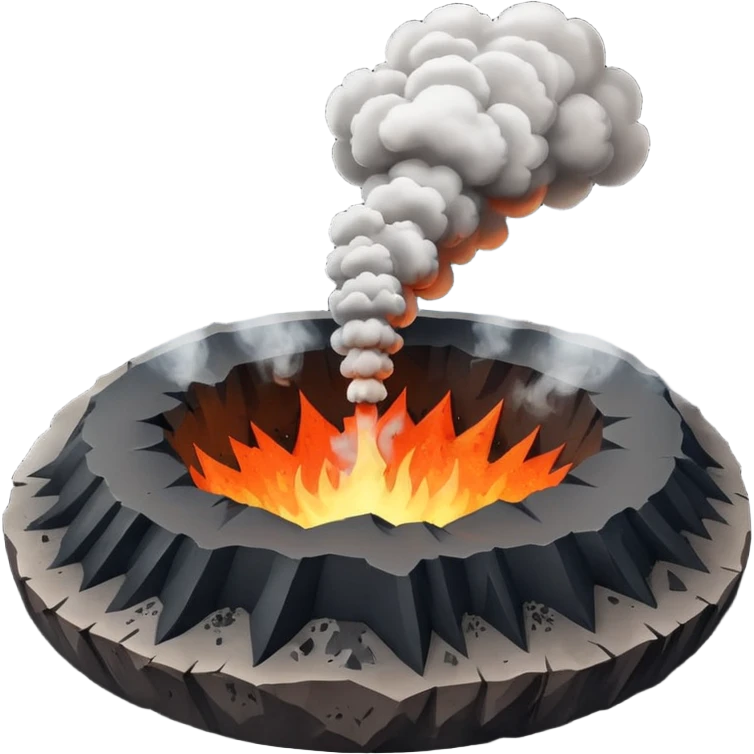 A smoking crater releasing dark ash clouds. emoji