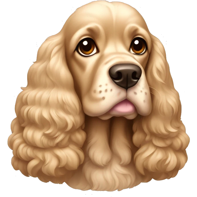 The American Cocker Spaniel is beige in color. emoji