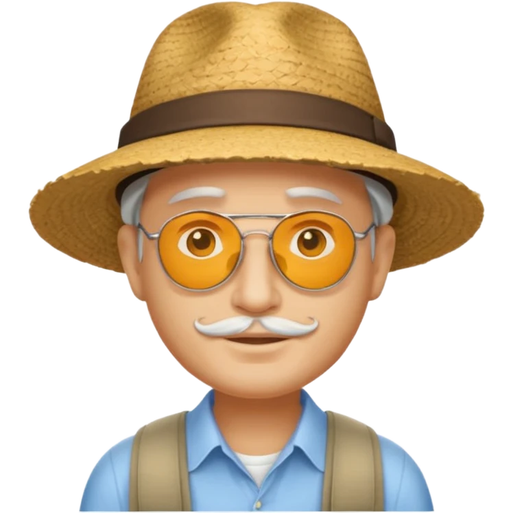 Visage homme créole réunionnais avec chapeau arrive avion emoji