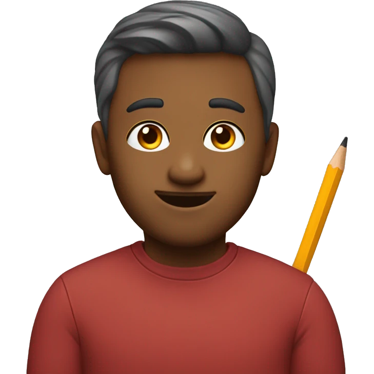 a content editor with a pencil behind their ear, only face like an apple memoji emoji
