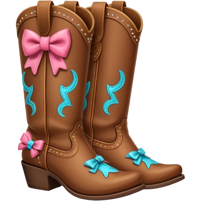 Cowgirl boots with a bow emoji