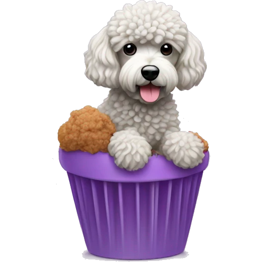 a brigadeiro with a poodle on top, on the lilac background emoji