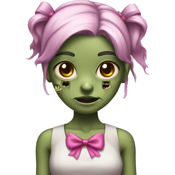 girl zombie wearing pink bow emoji