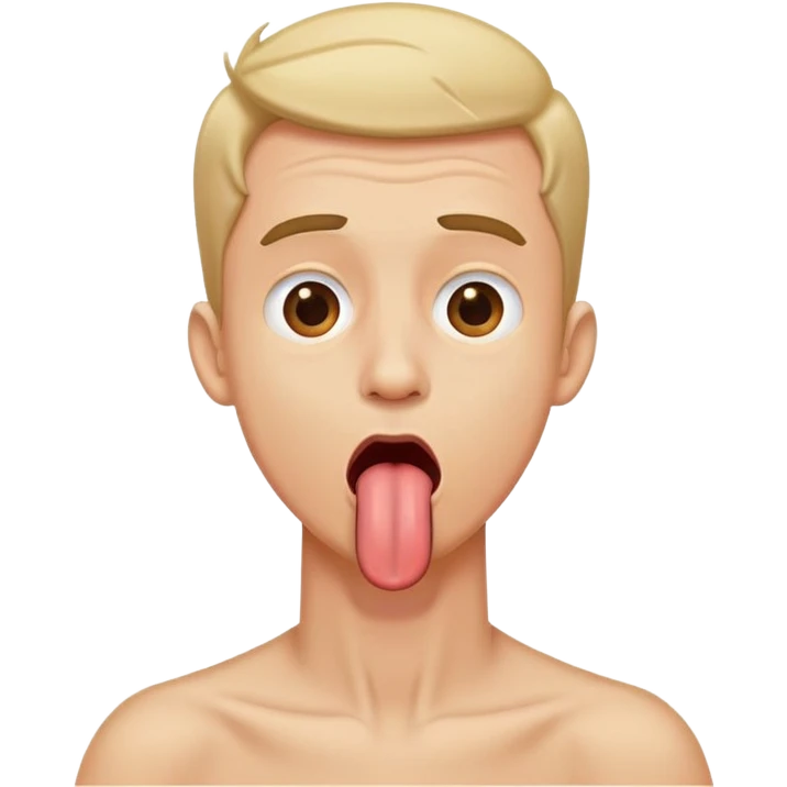 A guy holding his neck with his tongue out emoji