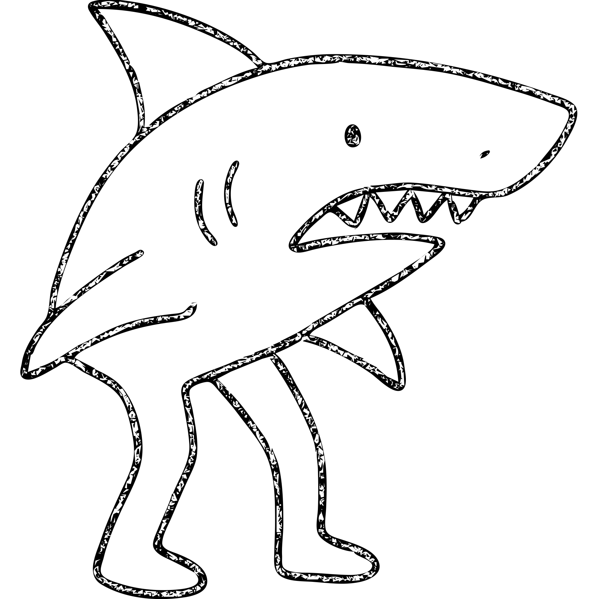 shark with legs hand drawn outlined icon emoji