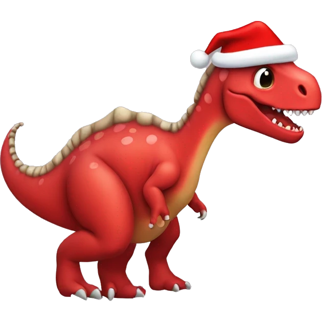 red ￼dinosaur with a christmas hat on  emoji