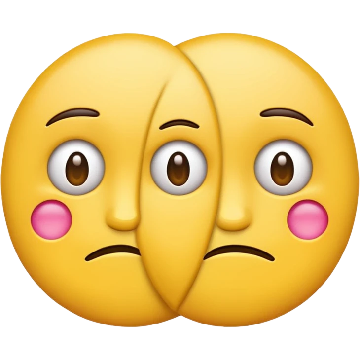 two emojis not happy stuck together no pink cheeks only two  emoji
