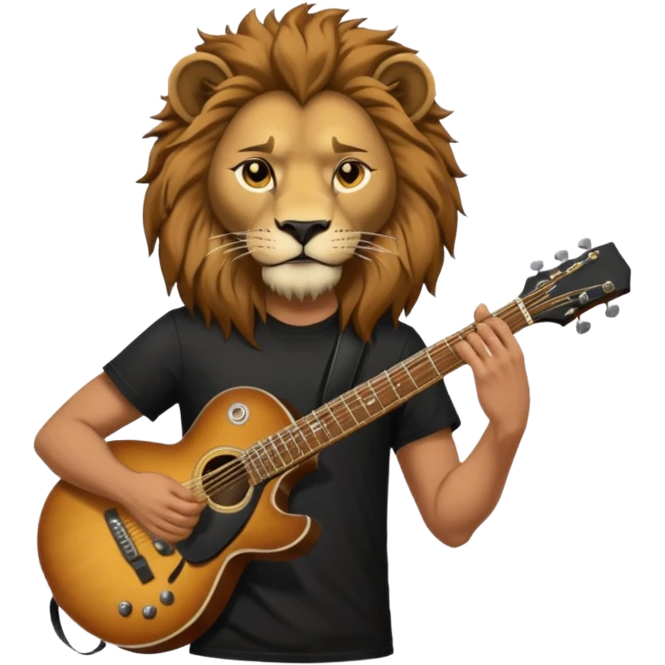 guitar rock player, lion head emoji