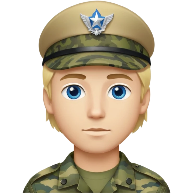 Blonde hair and blue eyed guy in military cammies emoji