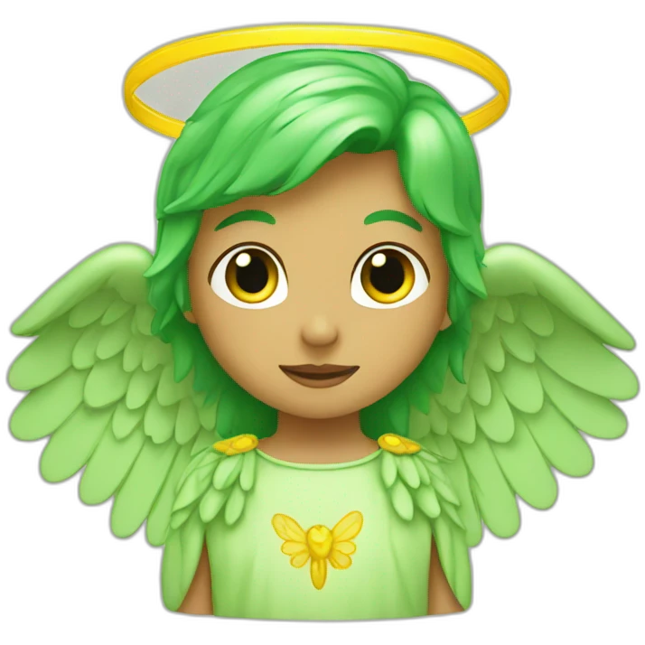 Green Angel with yellow wings emoji