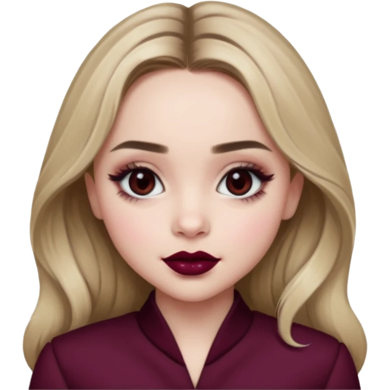Sabrina carpenter grey eyes wearing burgundy lipstick  emoji