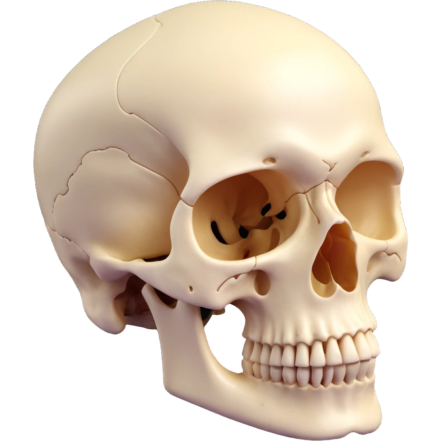 3d skull, realistic, detailed, white bone, dramatic lighting emoji