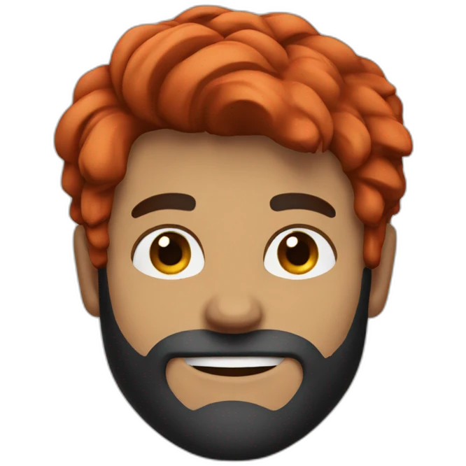 Guy with red colored hair a beard and Black Pullover emoji