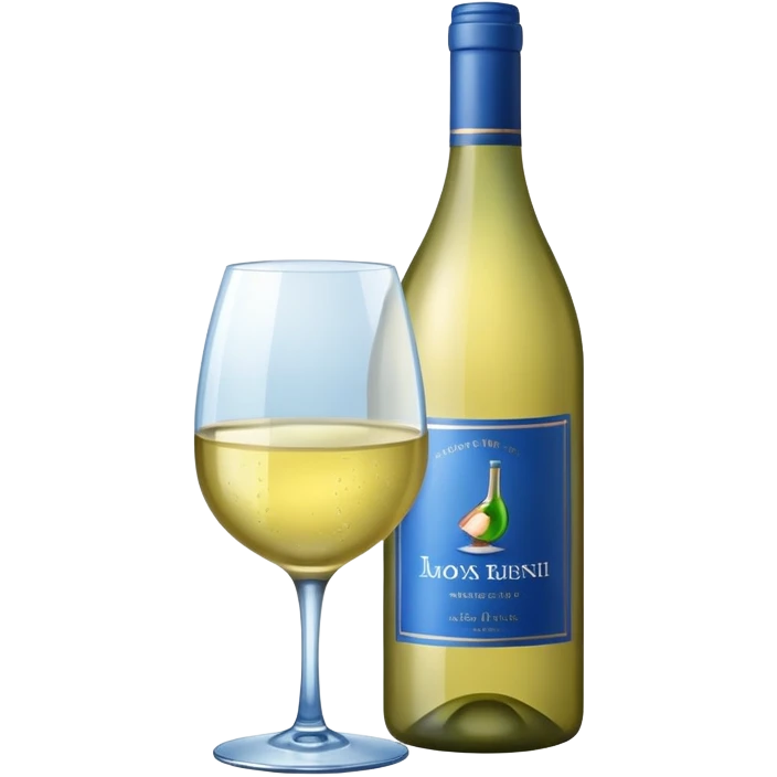 bottle of white wine with blue label emoji